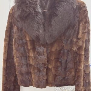 Brown Mink Jacket with Brown Fox Collar